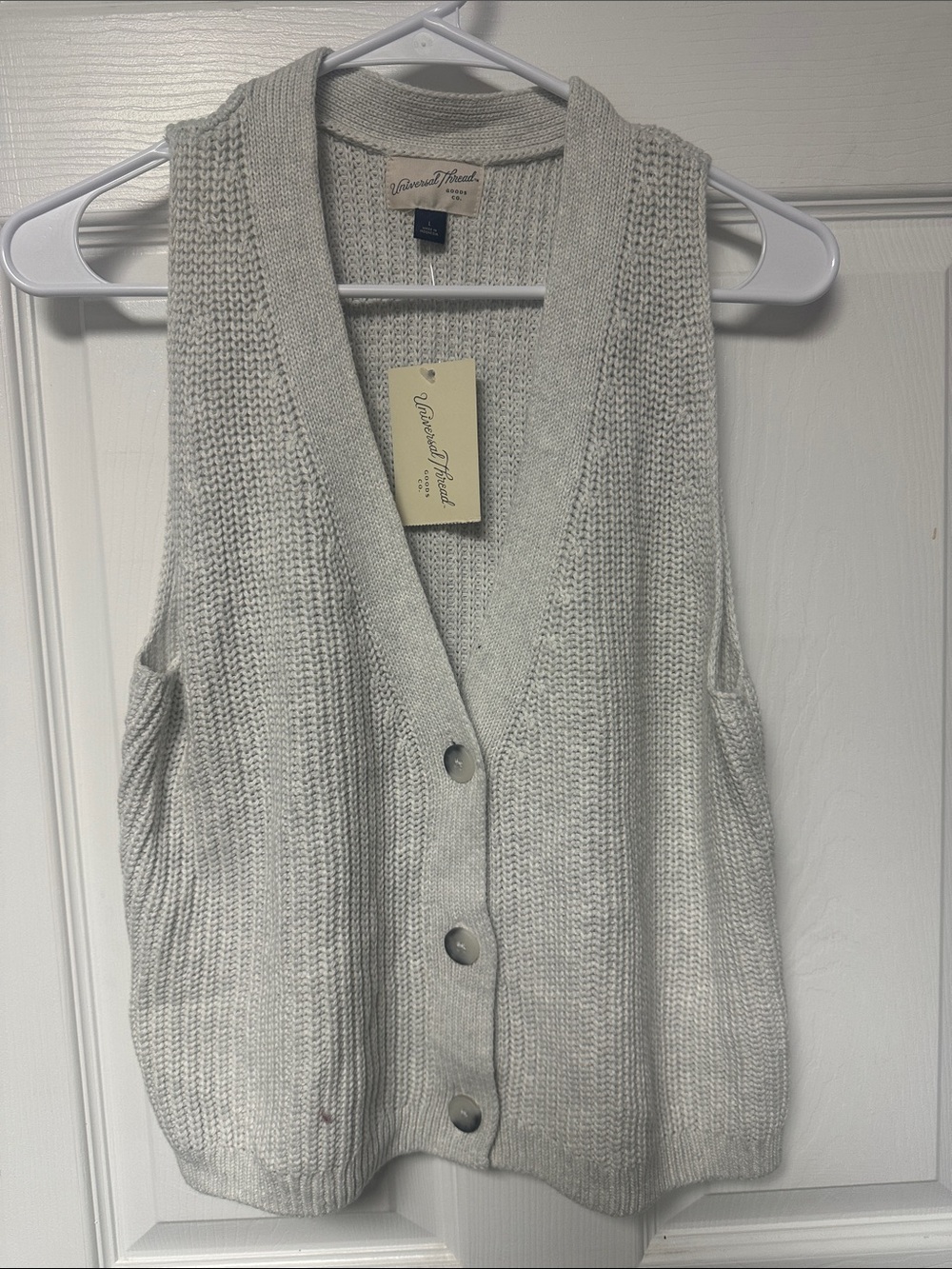 Universal Thread Cream Knit Button-Up Sweater Vest